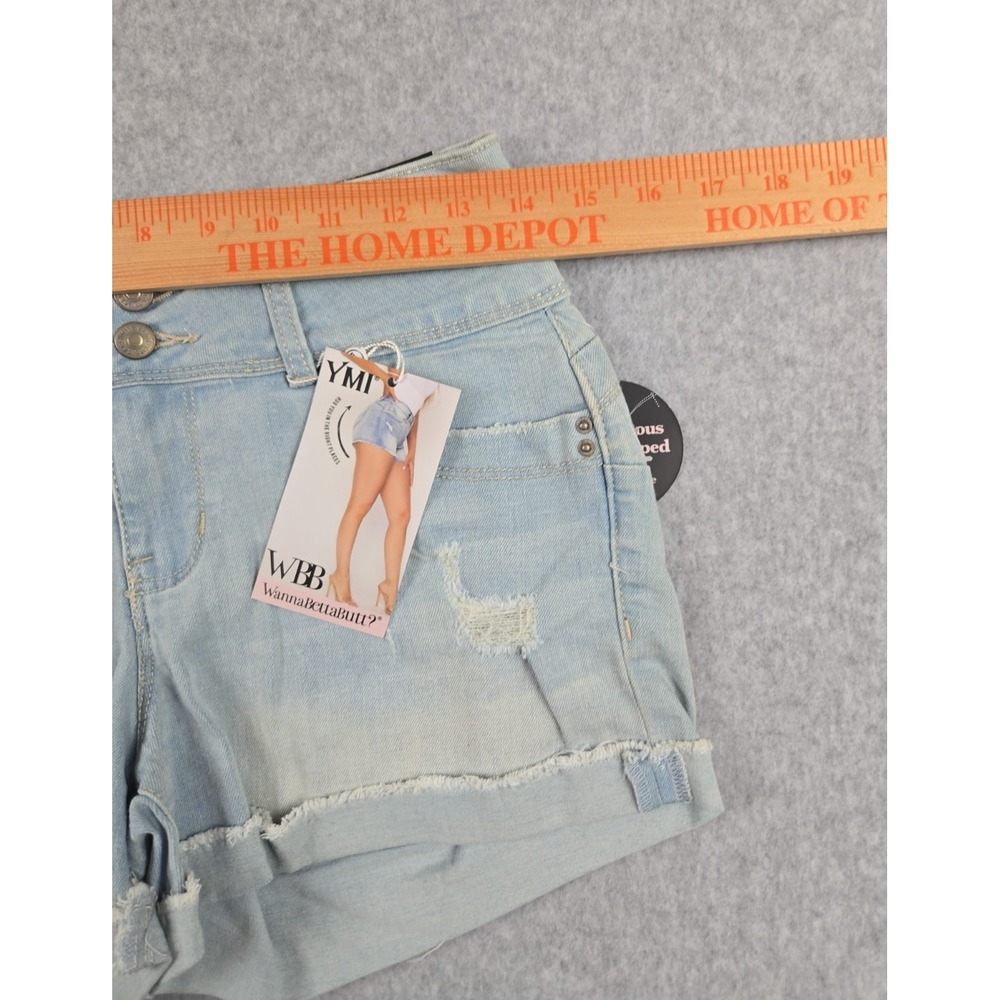 YMI Wanna Betta Butt Womens Size 5 Denim Jean Shorts Distressed Stretch NWT - Picture 5 of 7